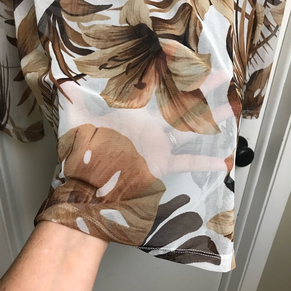 La Blanca by Rod Beattie Women's leaves and flowers Sheer Swim Cover Top Size 1X - Picture 6 of 6